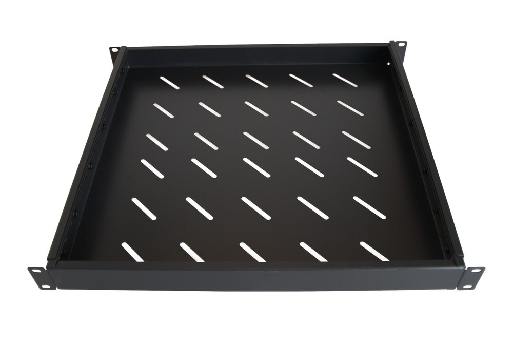 Fixed Server Rack Shelf 1U 19" 4 Post Mount Adjustable 17"-33" Extension Vented