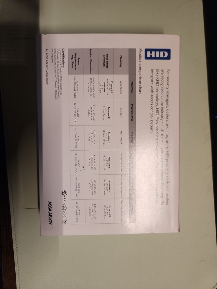 PROXPRO 5355/5352 125KHZ RFID Reader Proximity ID Card