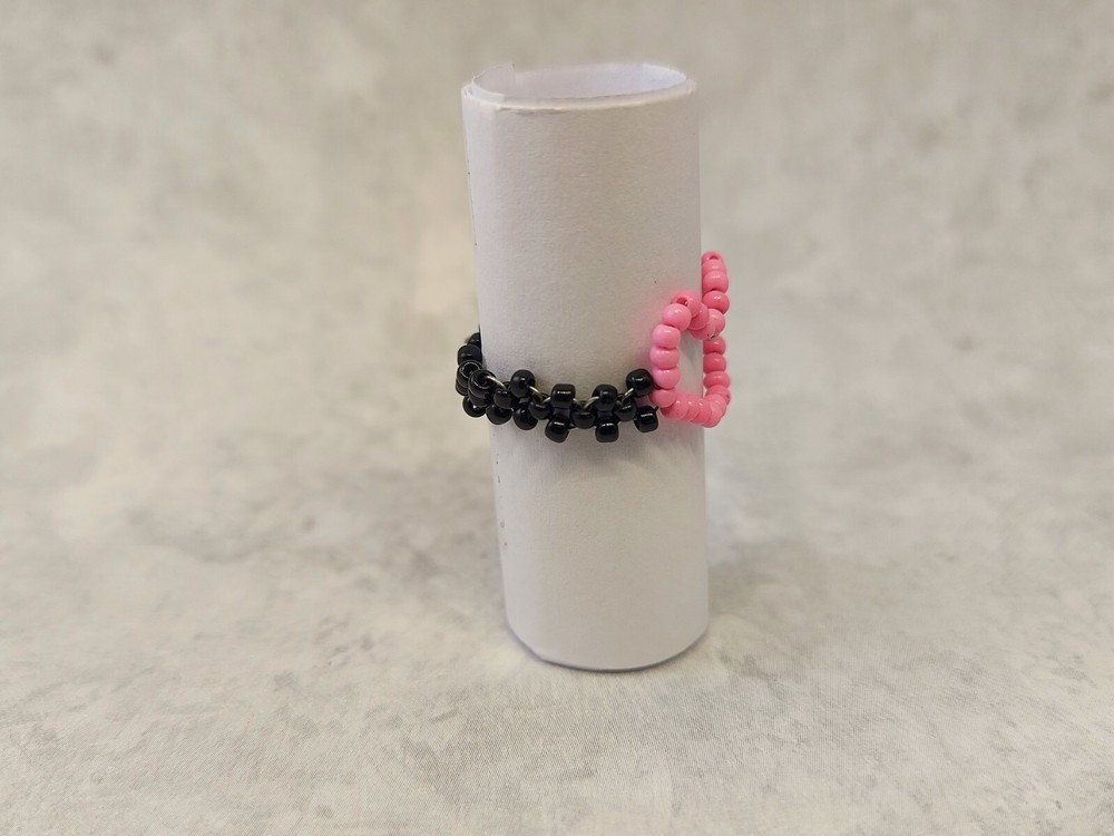 Handmade Heart Seed Bead Ring Set