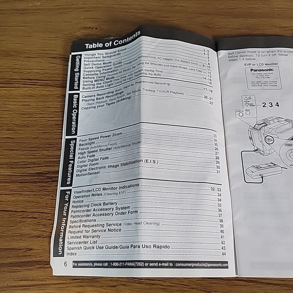 Panasonic Camcorder Manual Only PV-L352 Operating Instructions Book