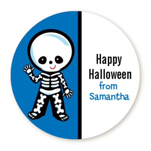Skeleton - Halloween Personalized Round Stickers - 8 sizes available