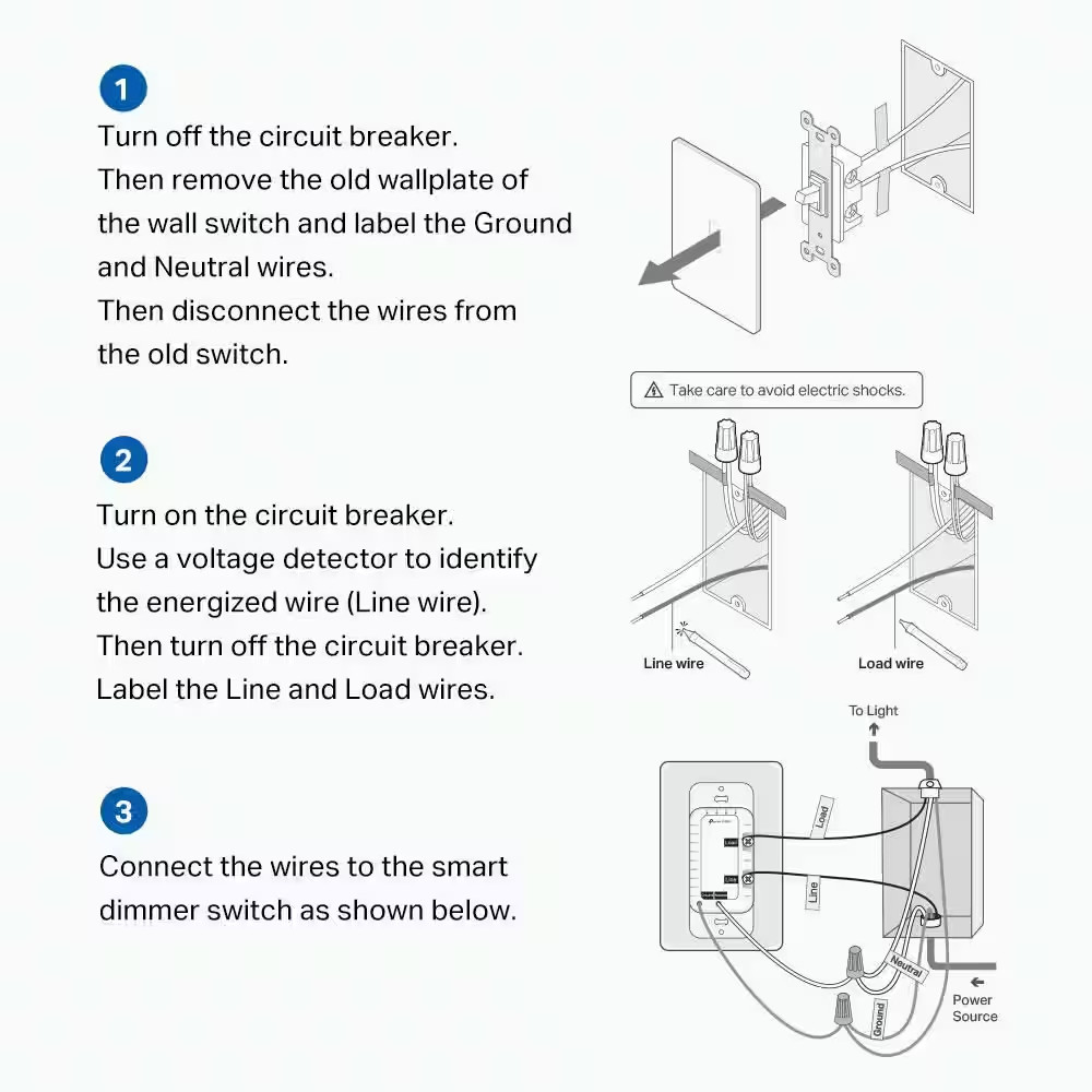 Smart Wi-Fi Light Switch, Dimmer, 3-Way KIT, White, 4-Pack