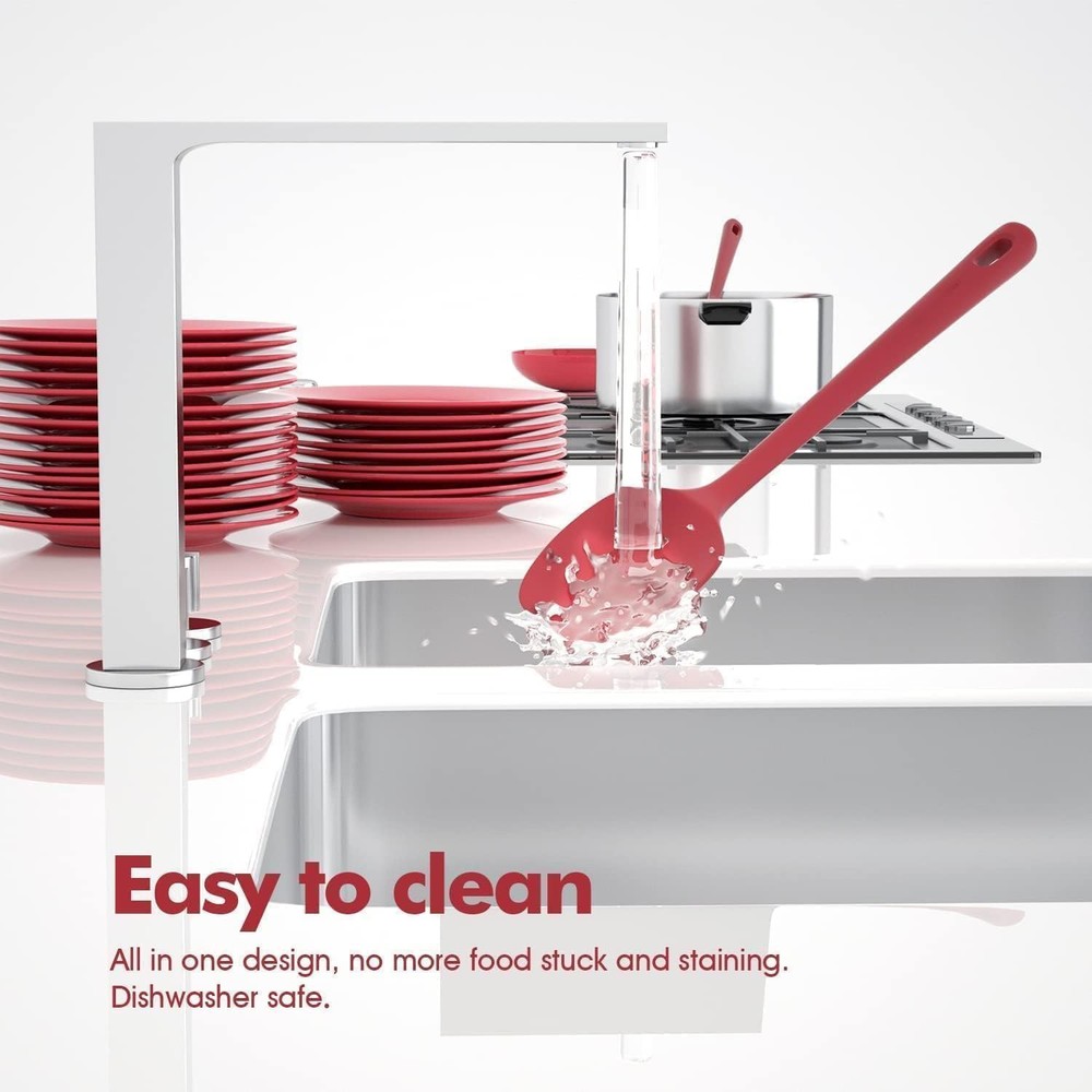 Rubber Spatula Set 4 Pcs, Nonstick Cookware Safe, Red