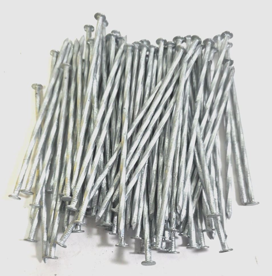 100pcs 6 inch Galvanized Artificial Turf Nails - Spiral Landscape Spikes 7 AWG