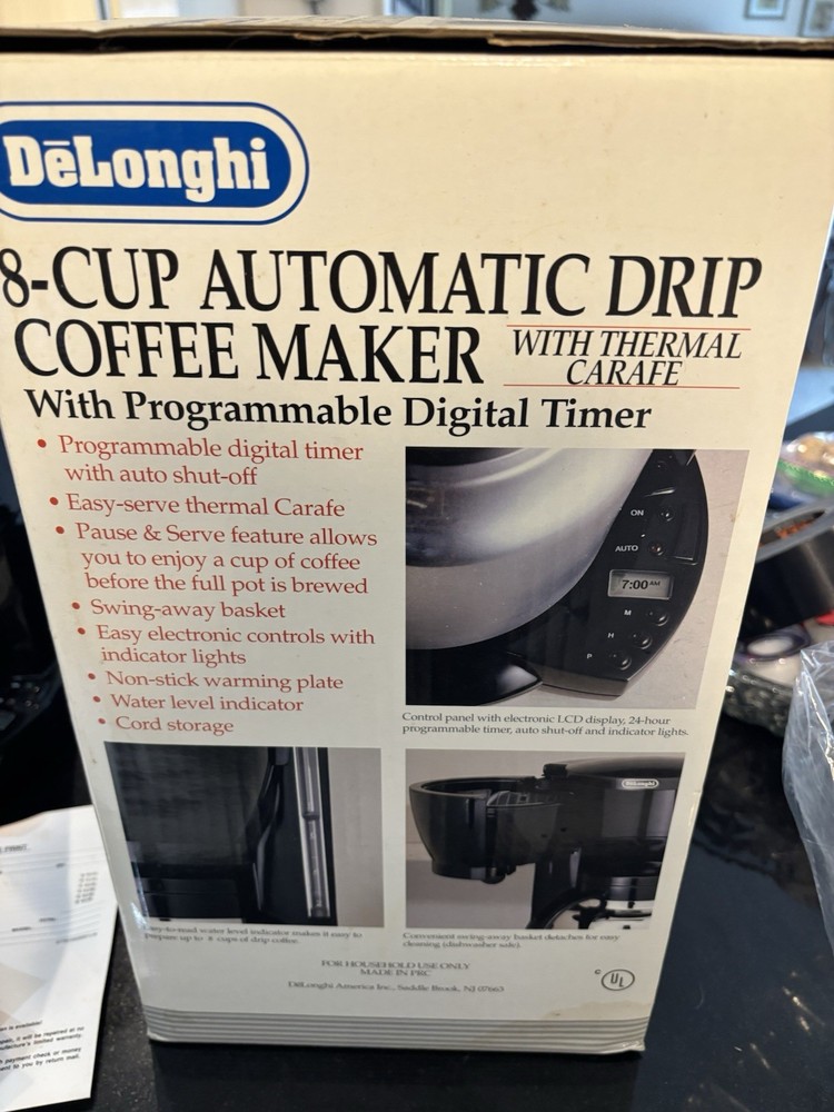 Delonghi 8 Cup Automatic Drip Coffee Maker With Thermal Carafe