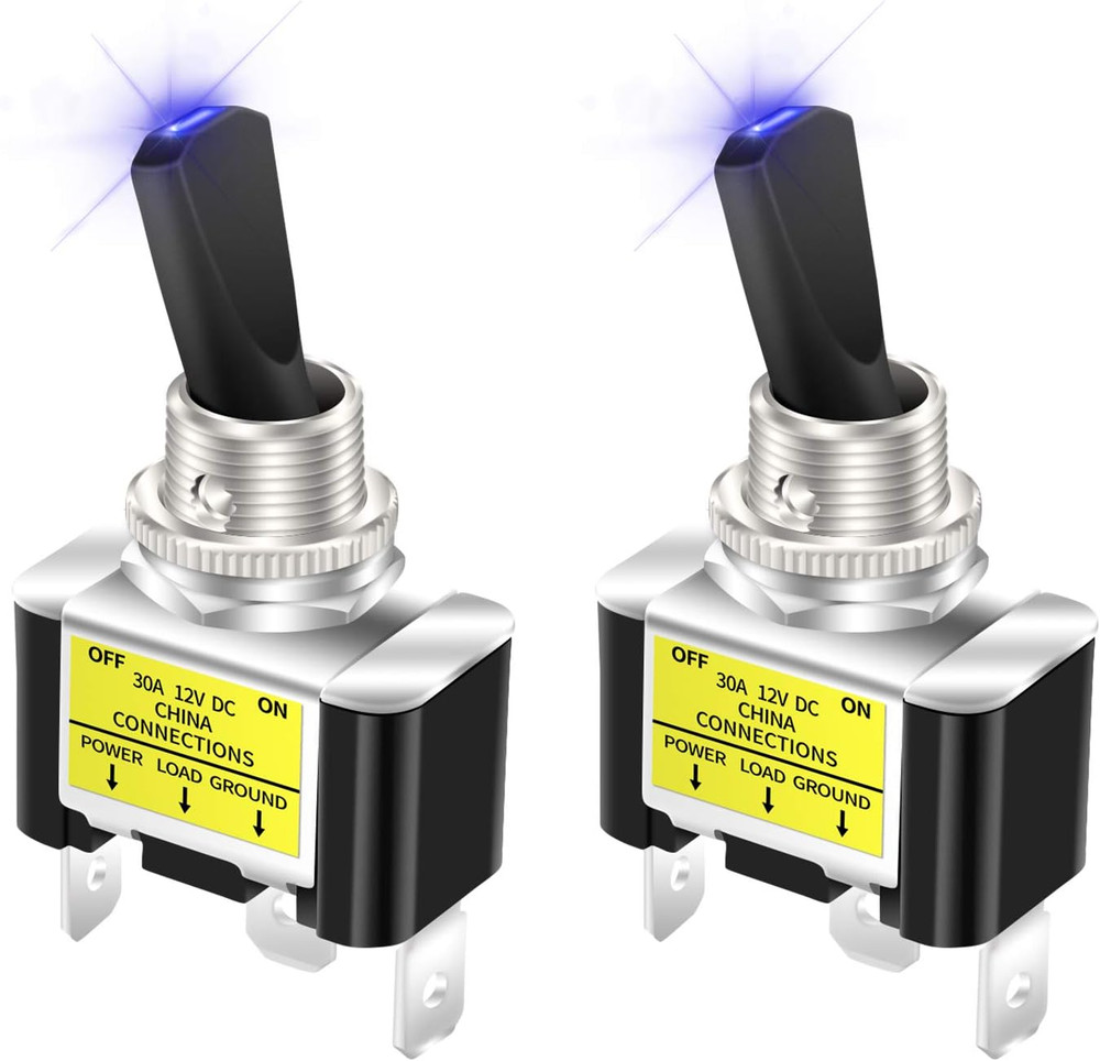 Daiertek 12V Blue LED Lighted Toggle Switch 30 Amp 12 Volt Toggle Switch SPST on