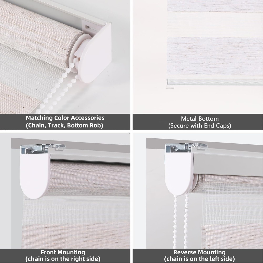 Zebra Blinds for Windows Dual Layer Roller Window Shades Sheer Privacy Light ...