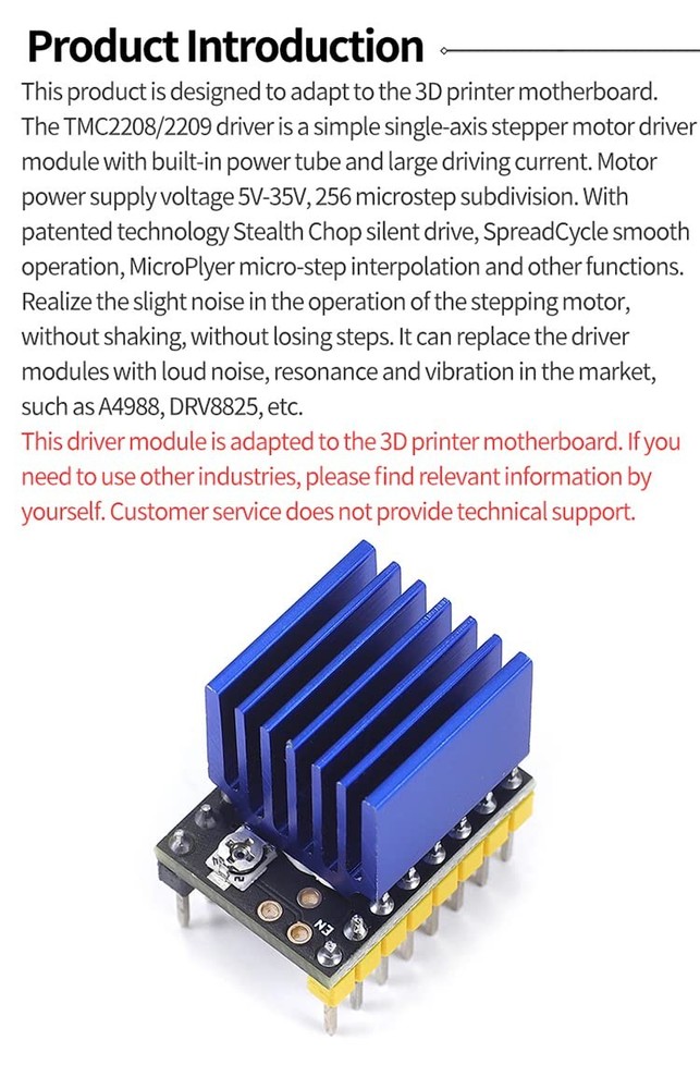 Teyleten Robot TMC2209 V2.0 Stepper Motor Driver StepStick 2.5A UART Ultra...