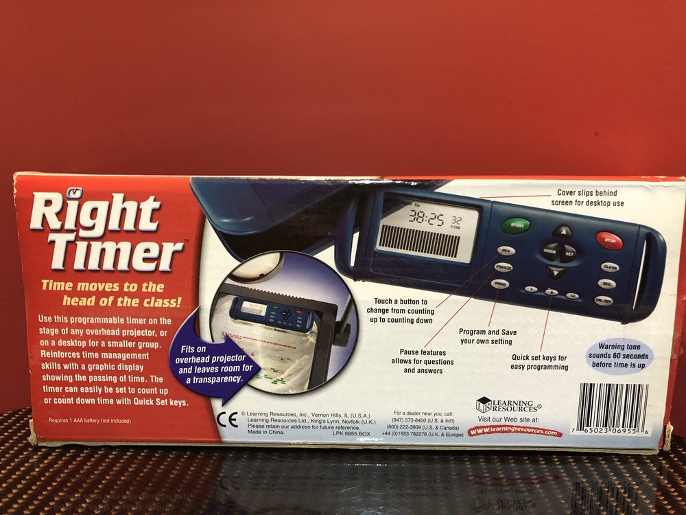 Learning Resources Right Timer LER6955 Overhead / Desktop Timer Free US Shipping