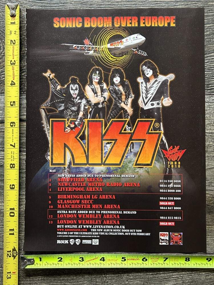 KISS Ad Advert Sonic Boom Over Europe Concert Tour 2010 UK Dates Vintage Kiss A