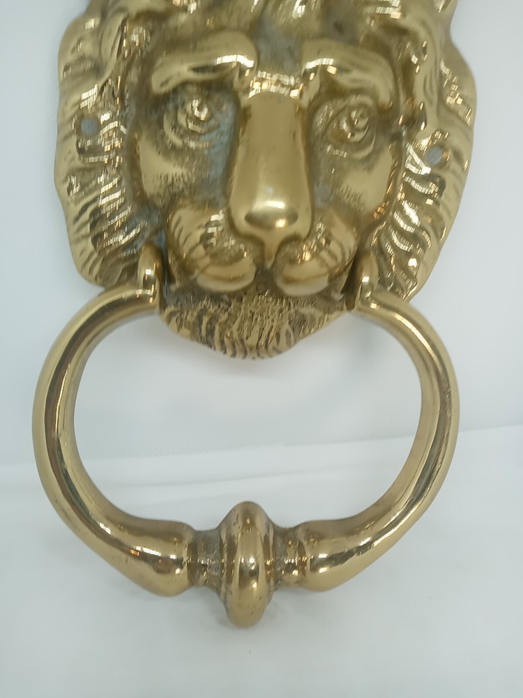 Vtg. Brass Cast Lion Head Door Knocker. Solid. Heavy.