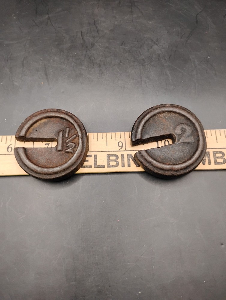 Vintage 1 1/2 And 2 Oz Scale Weights
