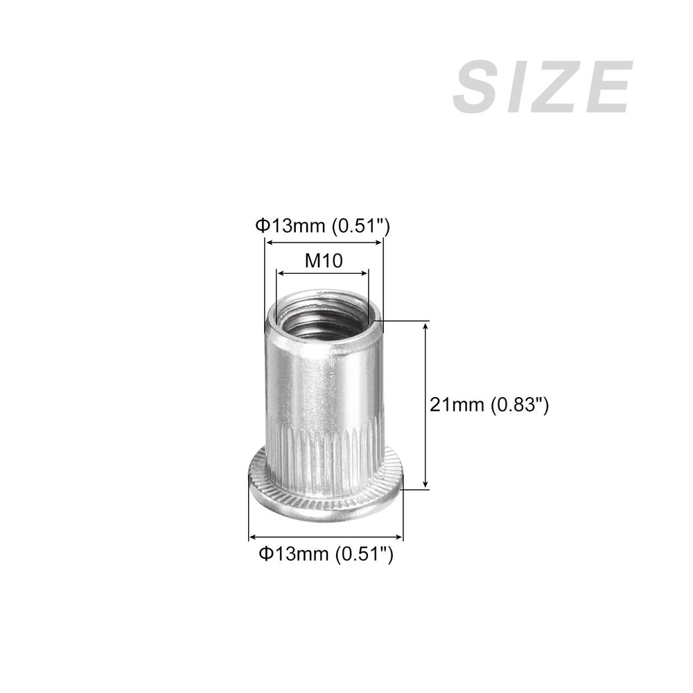 Rivet Nuts (M10) 16Pcs, Stainless Steel Threaded Insert Nuts