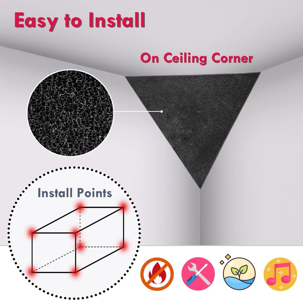 Foroomaco 4 Pack Bass Traps for Ceiling Corner Triangular Pyramid