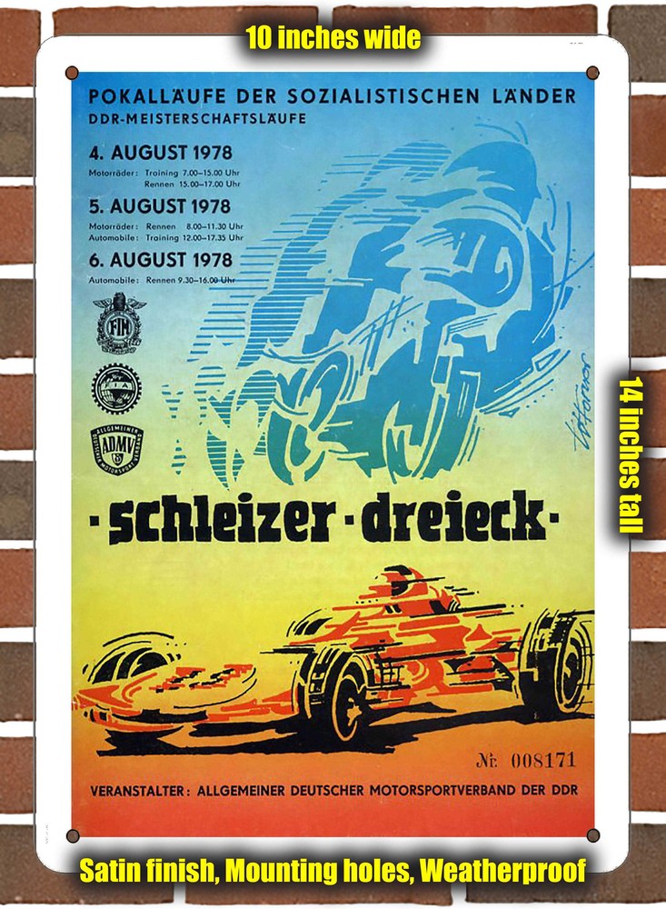Metal Sign - 1978 Schleizer Dreieck Racing Program - 10x14 inches