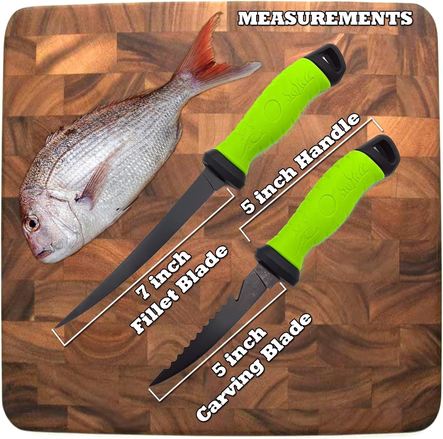 Fish Fillet Knife Set w/ Stainless Steel Bone Knife Sheath, Sharpener & Gloves