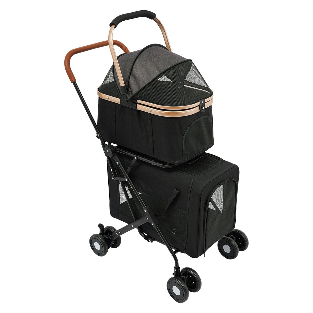 2-Tiers Small & Medium Dogs Stroller Dog & Cat Stroller Pet Stroller Foldable