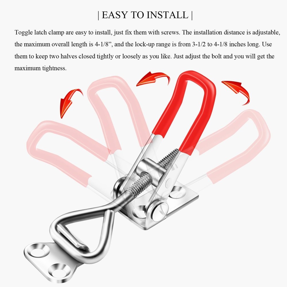 6 Pack Adjustable Toggle Latch Clamp 4001, Silver, 330Lbs Holding Silver