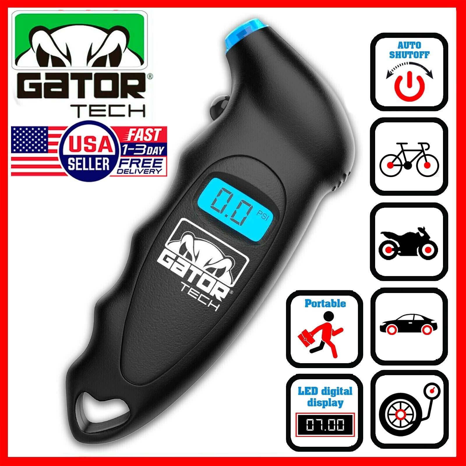 Air Pressure Gauge Meter Tester Digital Tire Bike Car Truck LCD Display 150 PSI