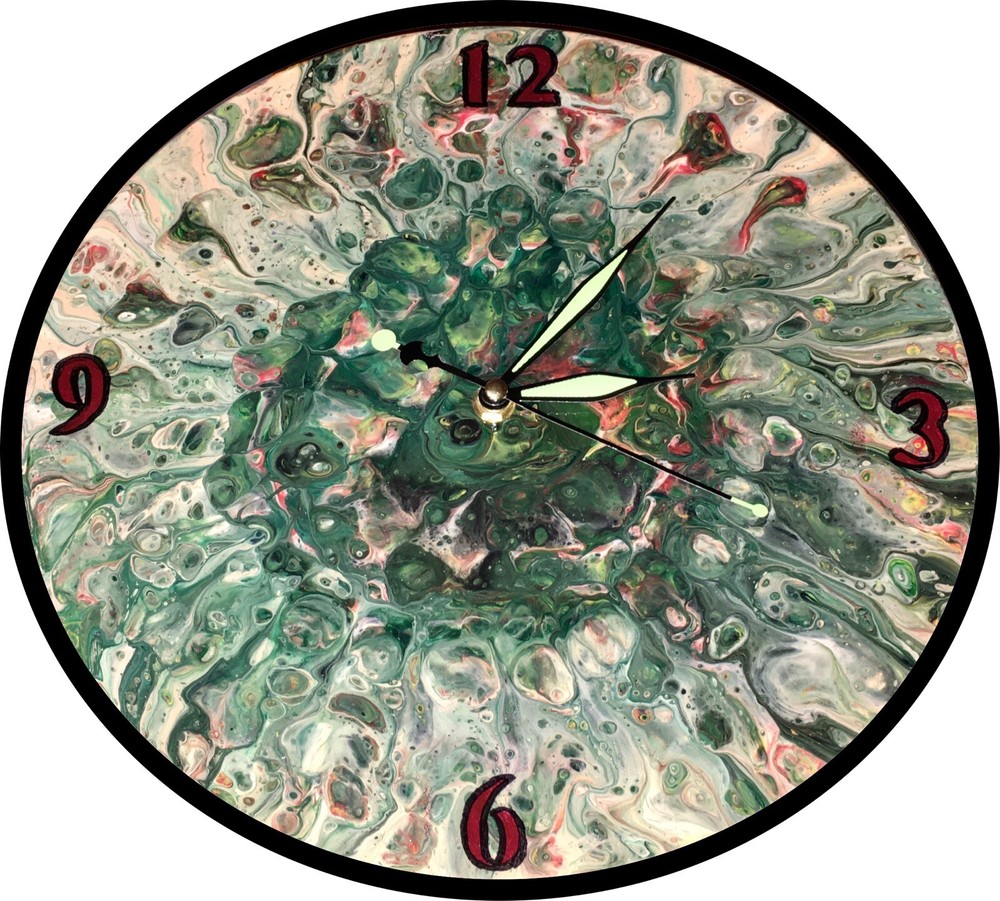 Handmade Vinyl Record Acrylic Pour Paint Clock
