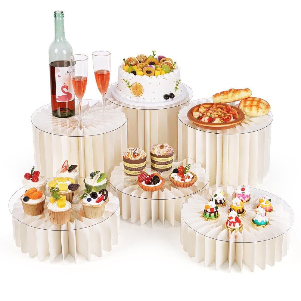 6 Pcs Buffet Risers, Food Risers for Buffet Table, White Food Display Risers ...