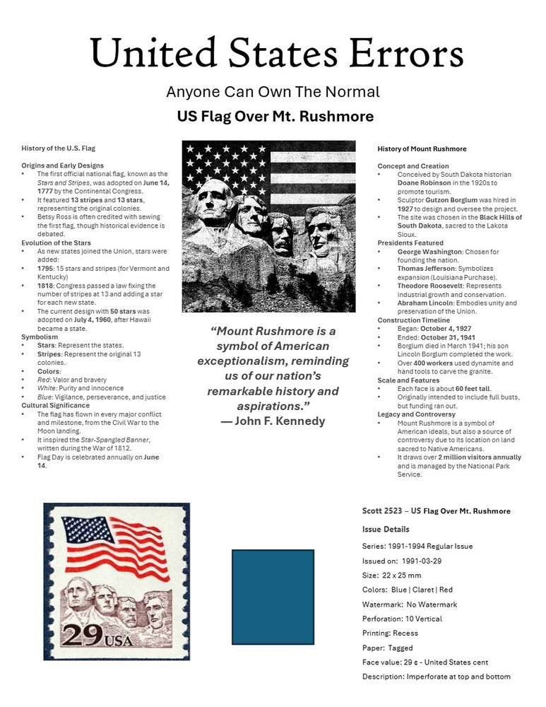 Centsational Custom Presentation Panel For Error SN 2523 - 8.5” X 11”