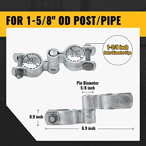 " Chain Link Gate Hinge Kit, Include Female & Male Gate 1-5/8 Silver (2 Set)