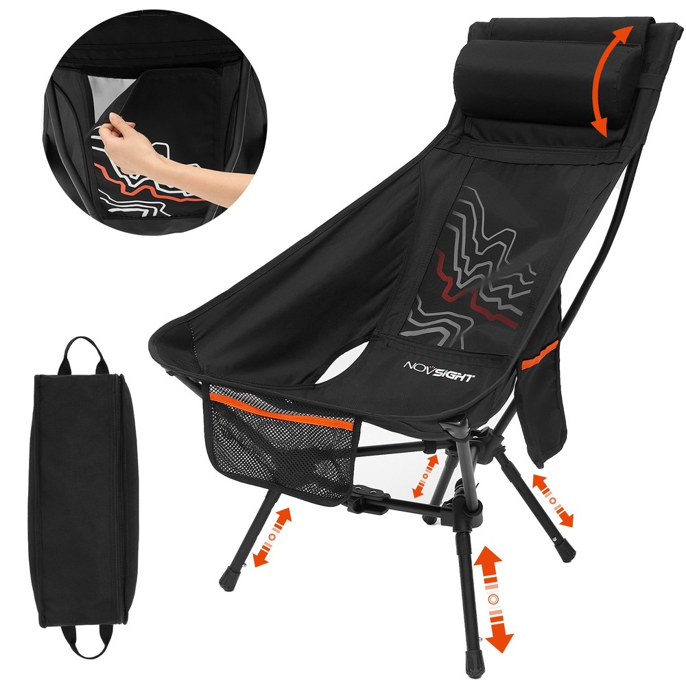 NOVSIGHT Portable Camping Chair Heavy Duty Mesh Front Packet Multi-functional