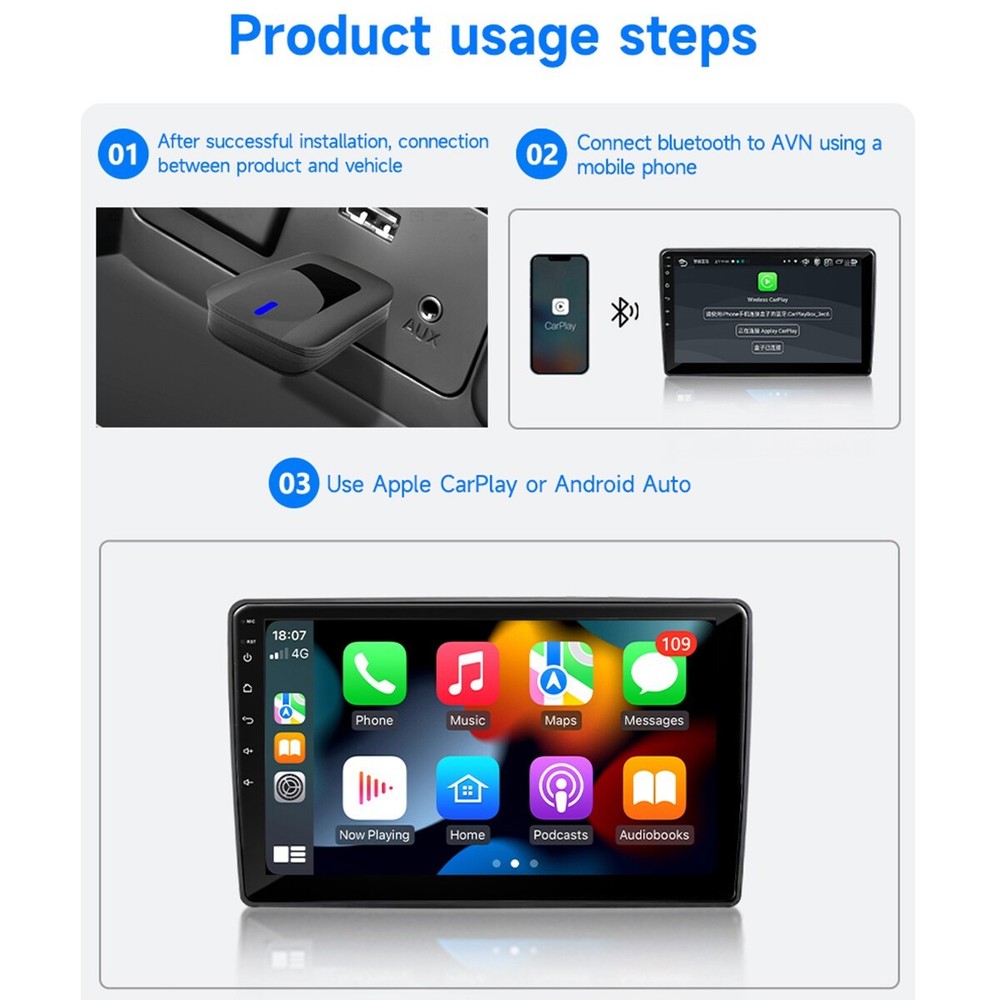 USB Wireless CarPlay Adapter Fit iPhone Apple Wireless Carplay Dongle Plug Play