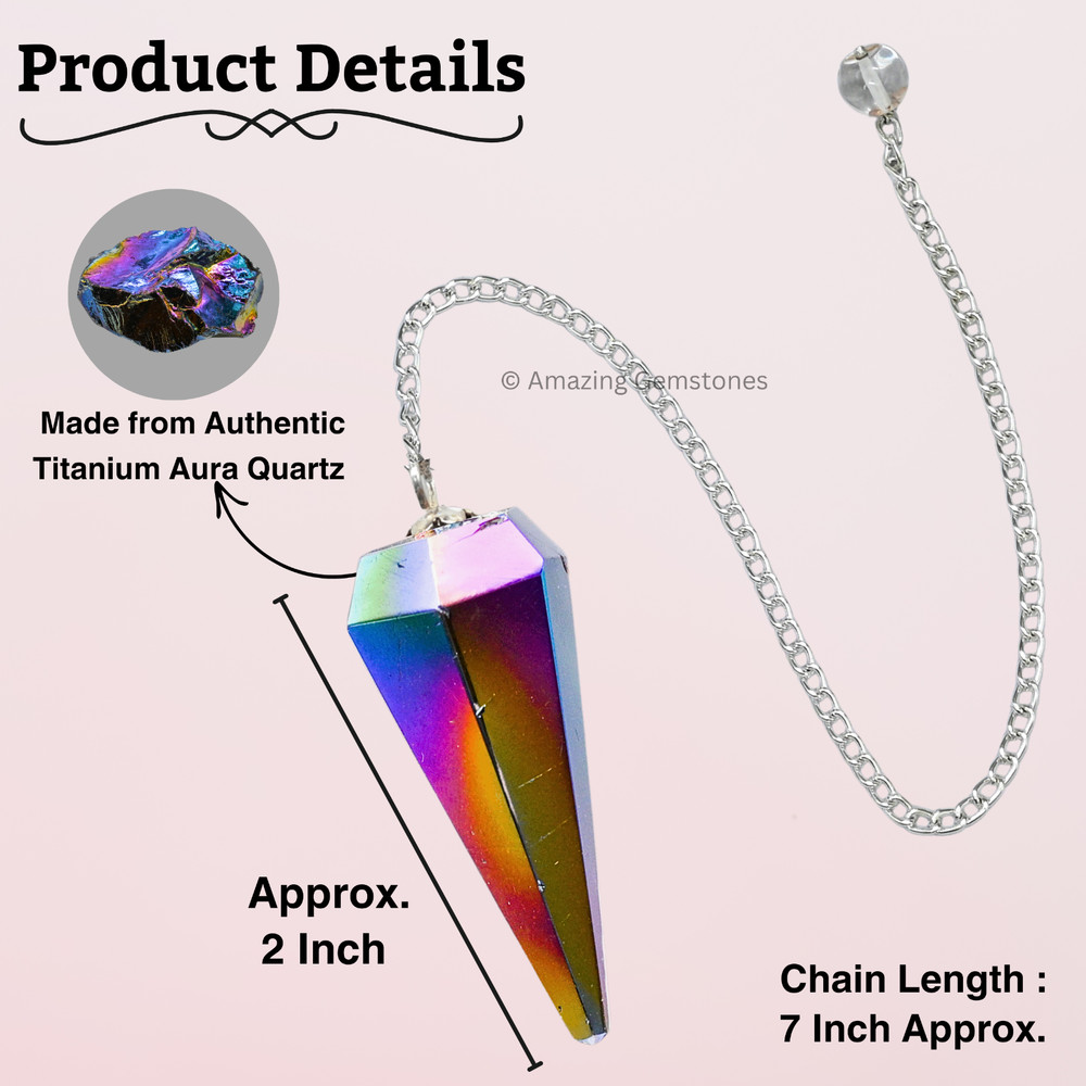 Titanium Aura Quartz Dowsing Crystal Pendulum
