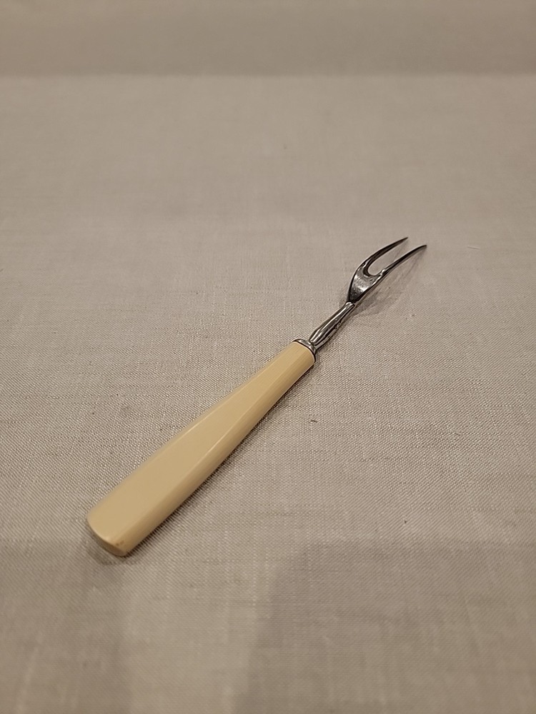 Vintage 8” Bakelite Meat Fork Butterscotch Handle