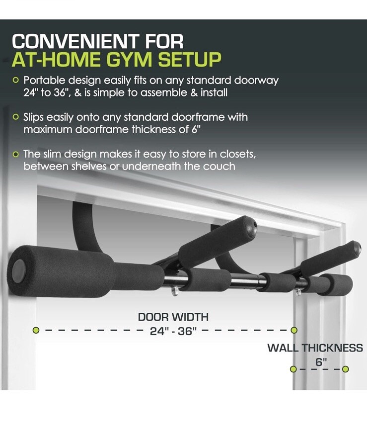 ProsourceFit Multi-Grip Lite Pull Up/Chin Up Bar for Home Gym Workout