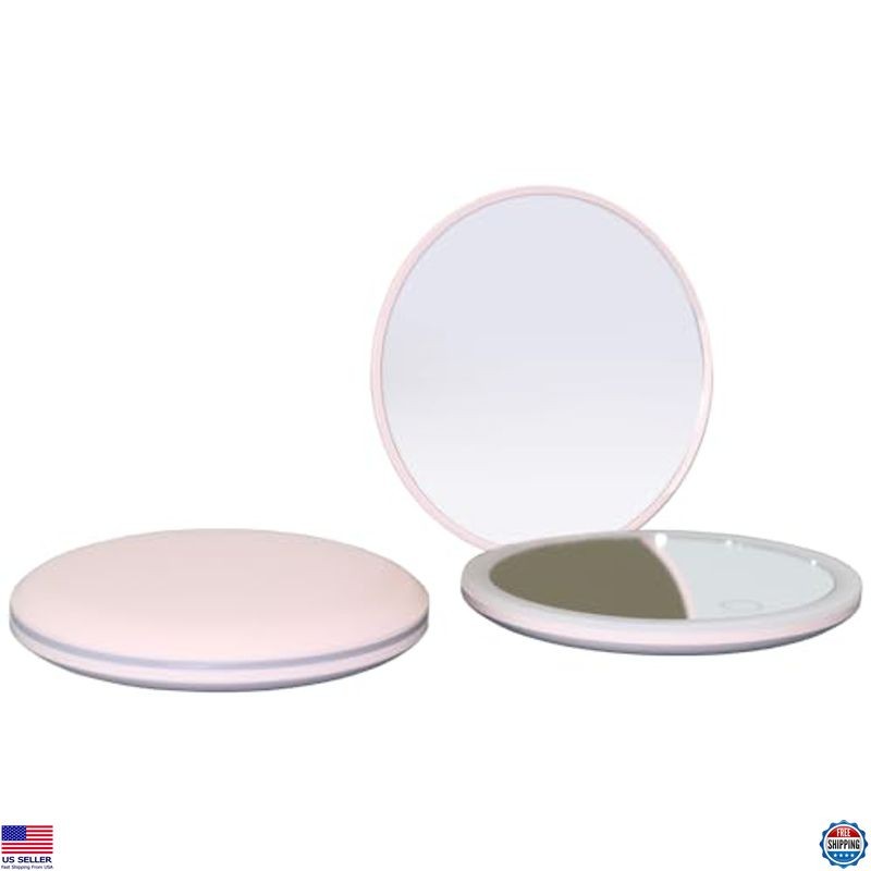 MONKEY SUN LED Mini Makeup Mirror, Compact Folding Travel Mirror with Touch