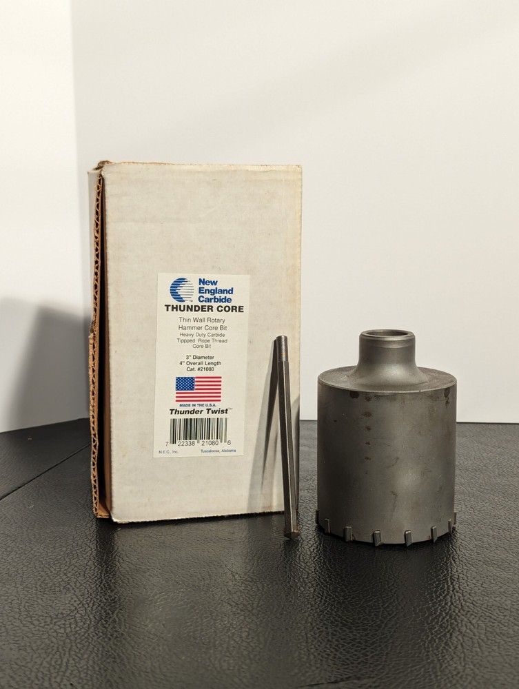 3" Diameter Thin Wall Carbide Tipped Core Bit w/ Center Pilot - 4" Inch Length