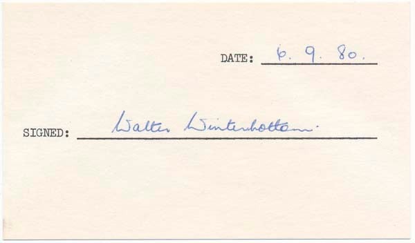 Walter WINTERBOTTOM / Signature Signed