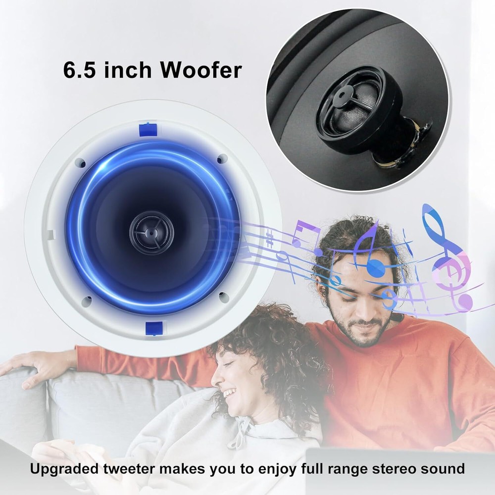 Herdio 2X4" Bluetooth Kitchen Ceiling Speakers 160W +Wall USB Amplifier Receiver