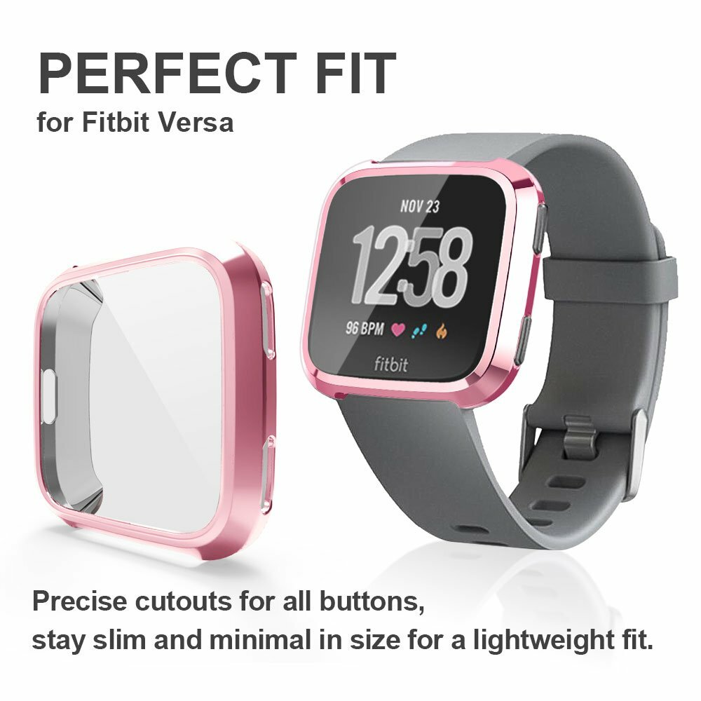 Silicone Protective TPU Case with Screen Protector Frame Cover For Fitbit Versa