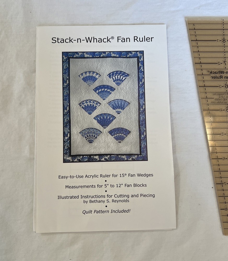 STACK N WHACK 15° FAN RULER Quilt Rotary Cut Ruler & Pattern Bethany Reynolds