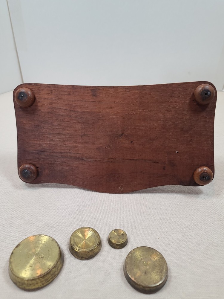 Antique Postal Scale Brass W/Walnut Base and Weights