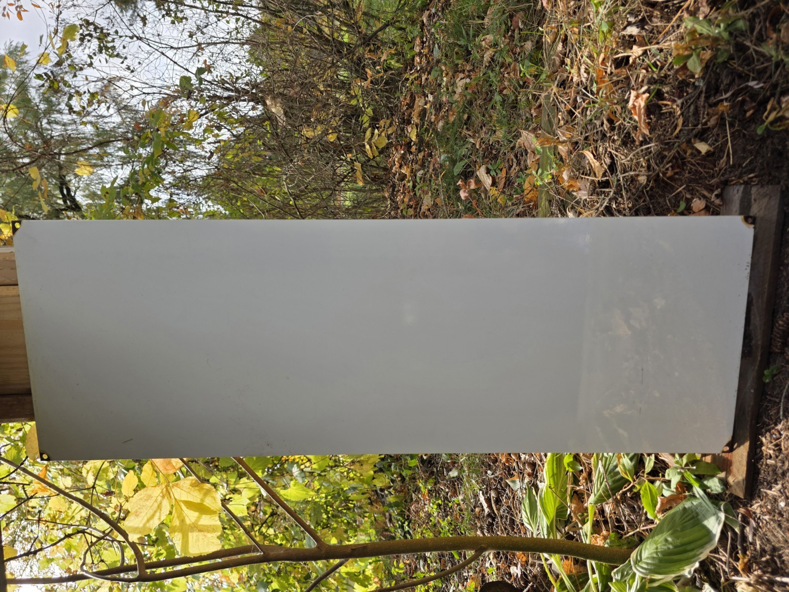 LARGE VINTAGE ARMSTRONG RHINO-FLEX TIRES PORCELAIN SIGN 12" X 35"