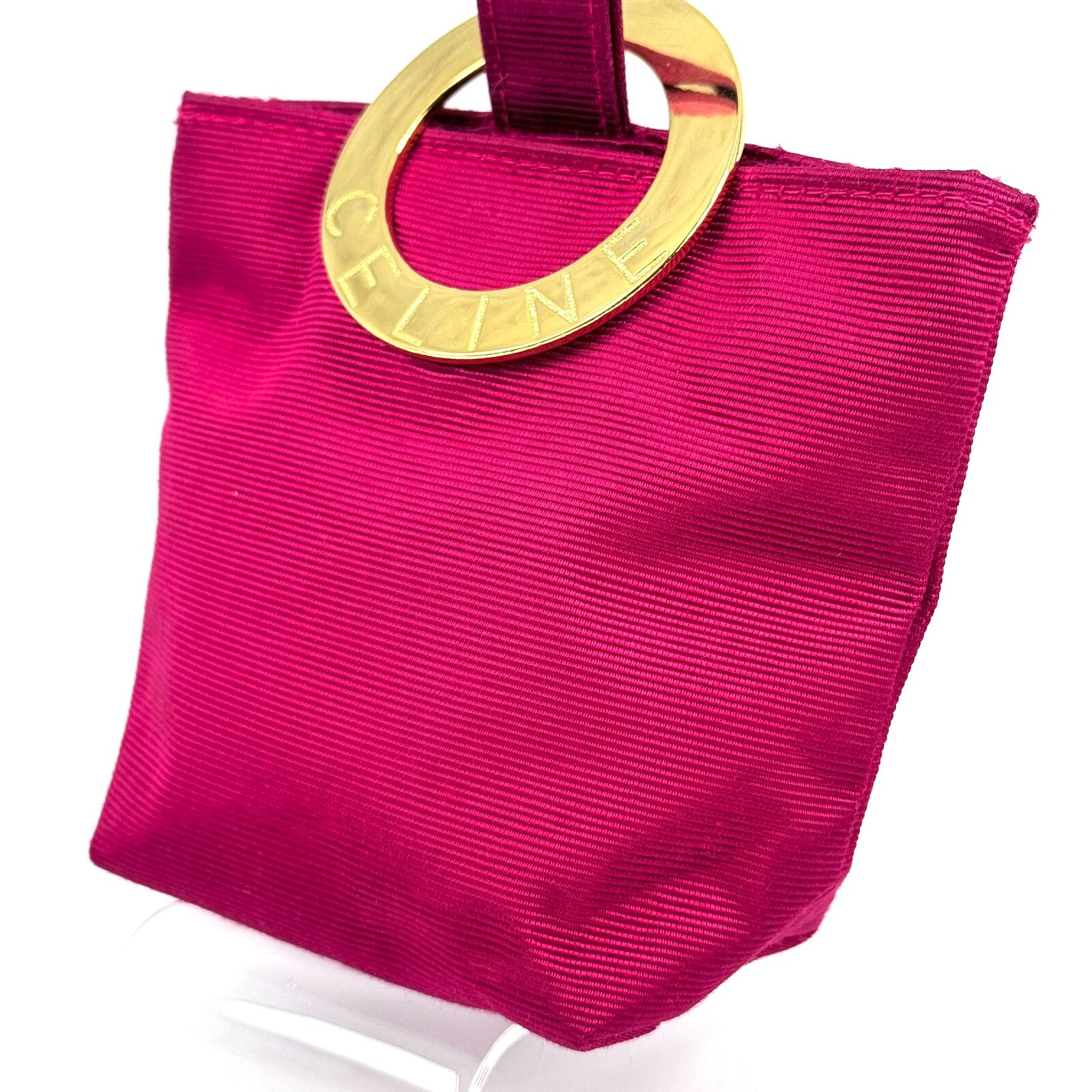 CELINE Circle Pouch Nylon Pink Authentic