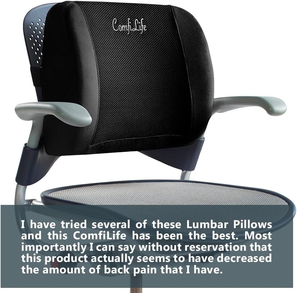 Breathable 3D Mesh Lumbar Support Pillow with Adjustable Strap - Black Elegance