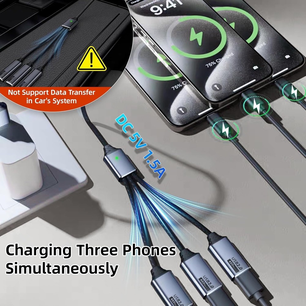 Multi-Port USB Type C Splitter for Data Transfer & Power - Perfect for Travel