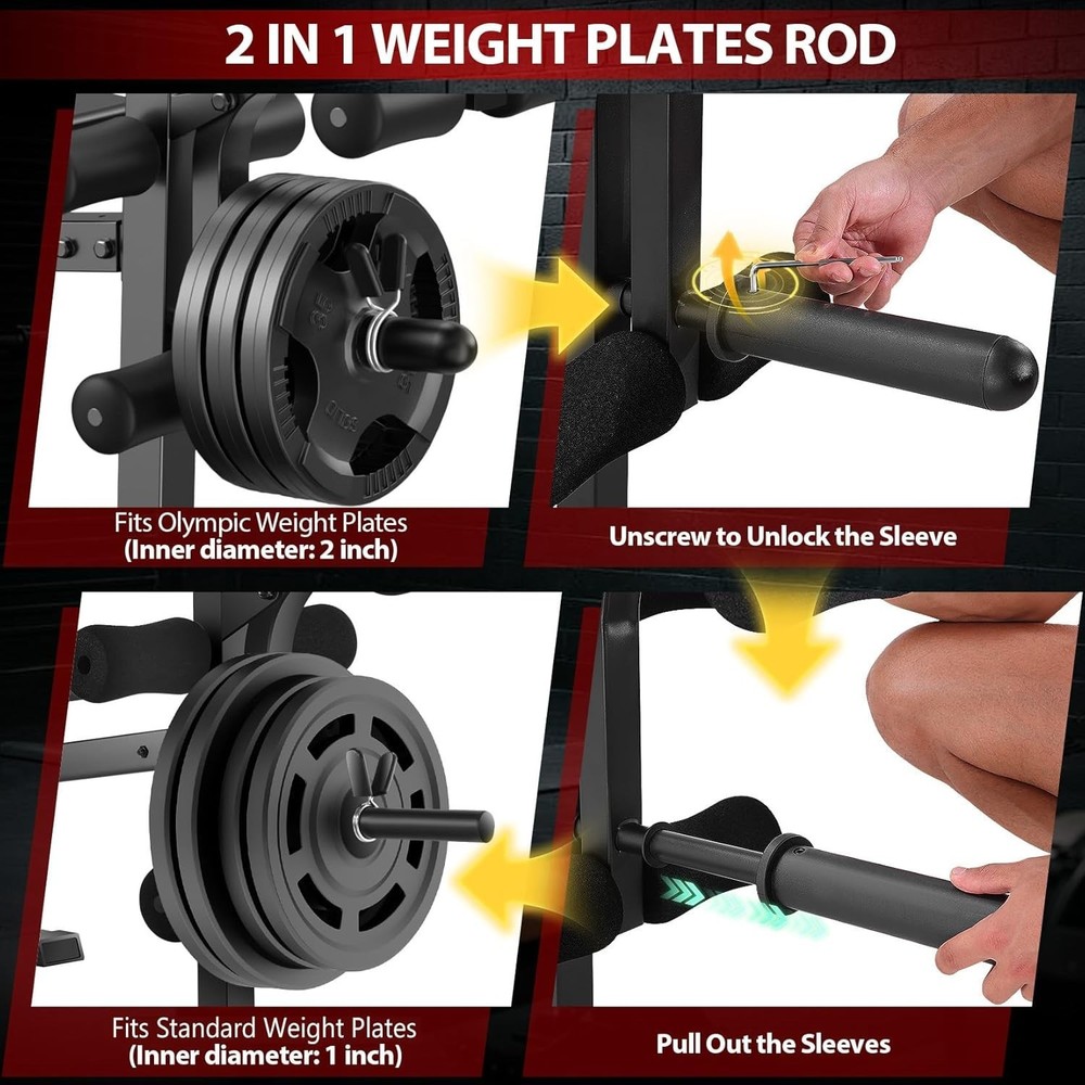 900LBS Weight Bench Set Multi-Purpose Foldable Workout Bench with Squat Rack /*
