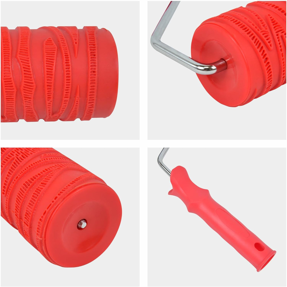 8'' Patterned Paint Roller for Wall Decoration Classic Texture Rubber Roller Dec