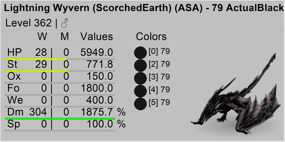 Ark Survival Ascended PVE Lightning Wyvern TOP STATS