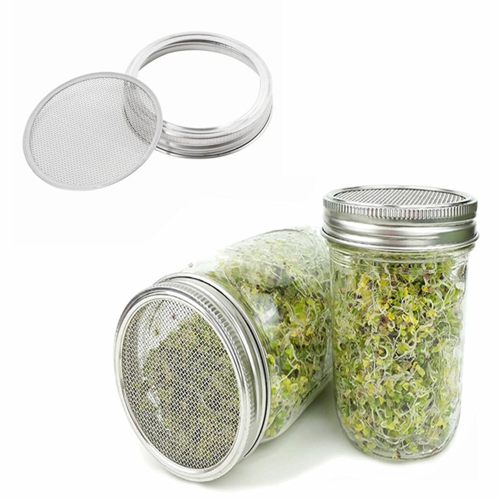 5 Steel Sprouting Lids Mesh Screen Strainer Filter Cap For Mason Jar Bottle