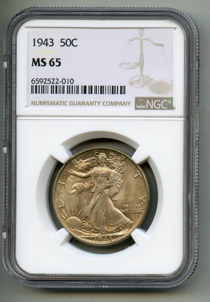 1943 Walking Liberty Silver Half Dollar NGC MS 65