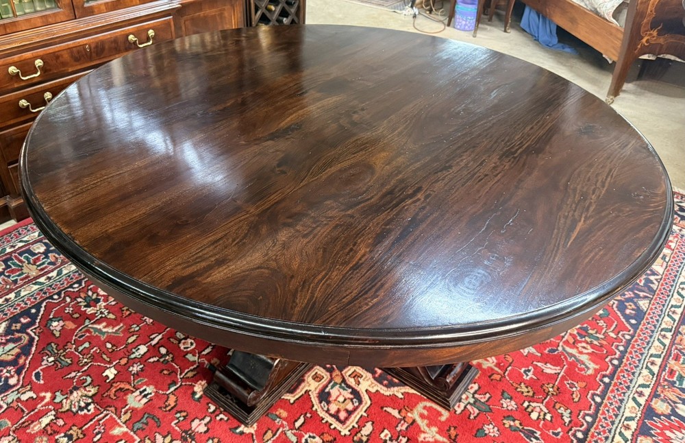 Vintage 60" Round Table Solid Hardwood Barley Twist Dining & Entry Table