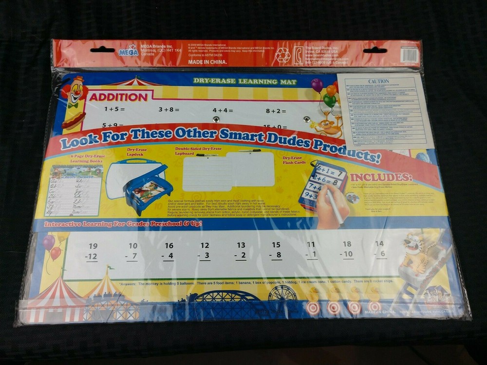 Smart Dude DRY ERASE LEARNING MAT Addition Subtraction